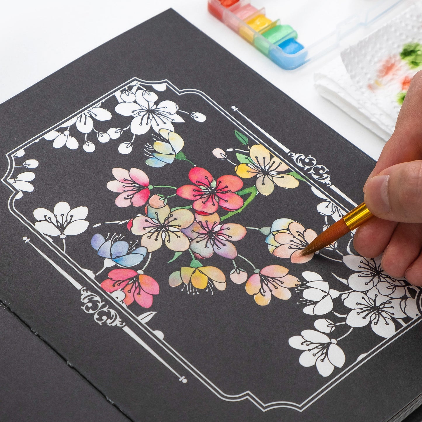 Black Watercolor Coloring Kit