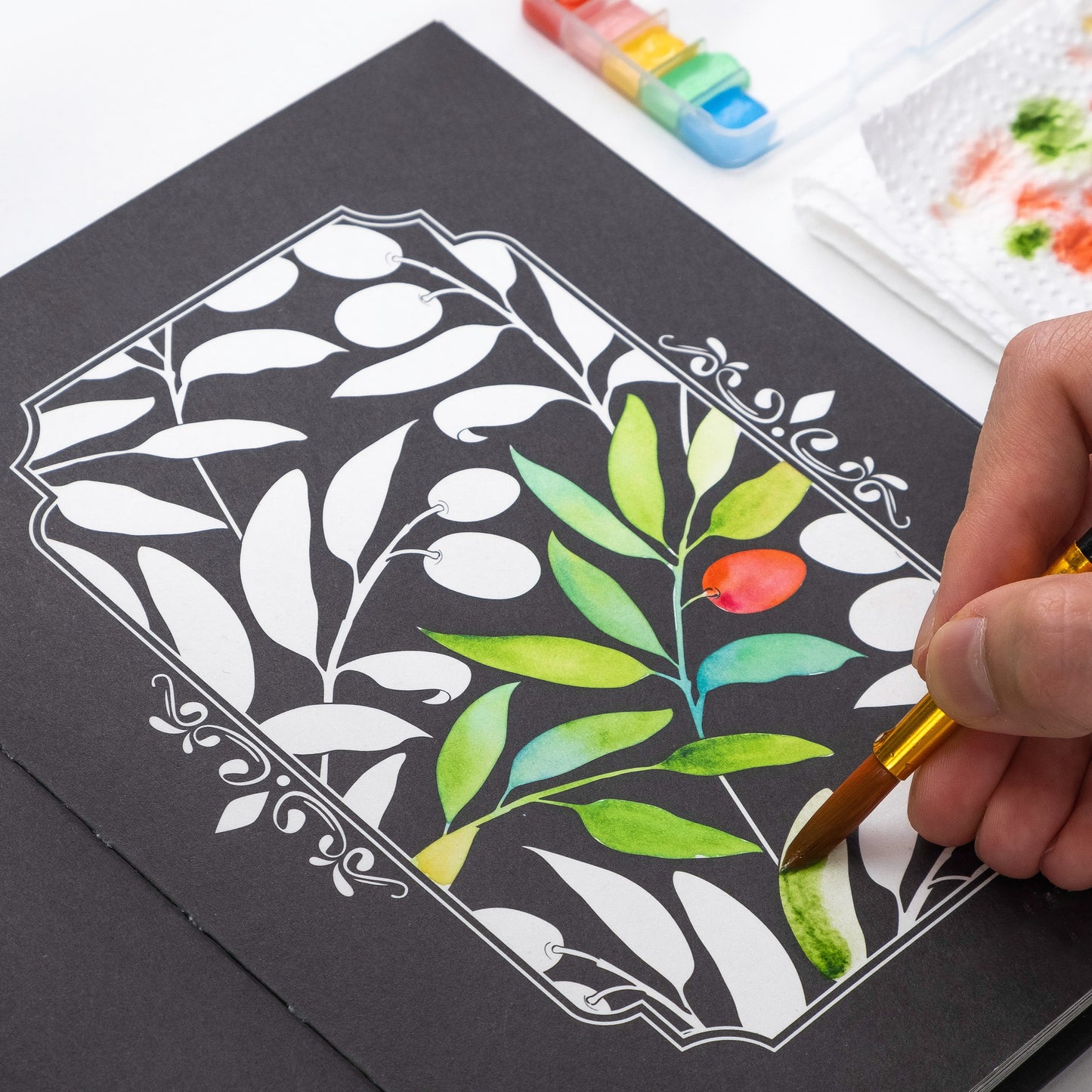 Black Watercolor Coloring Kit