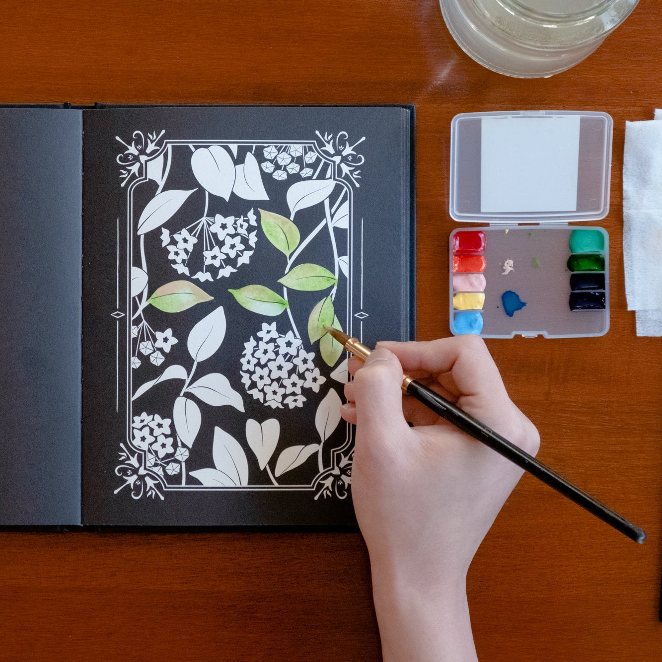 Black Watercolor Coloring Kit
