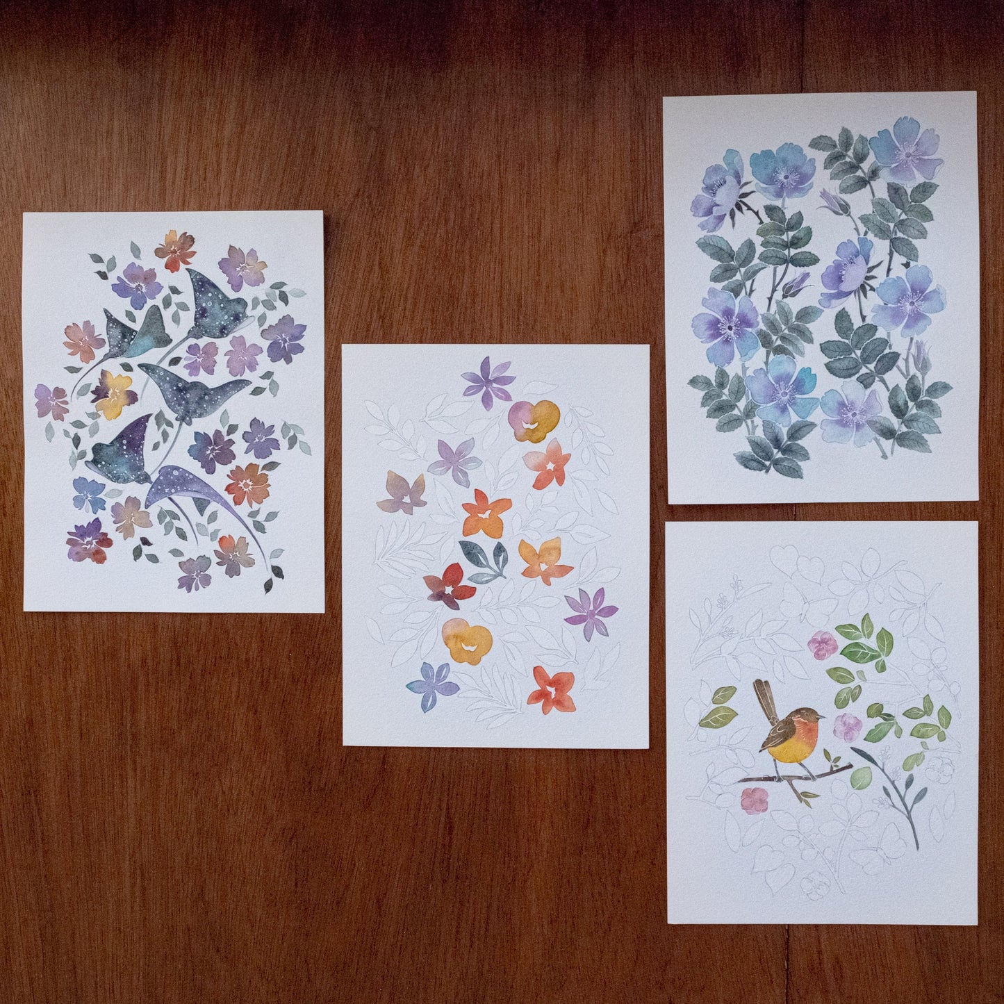 White Watercolor Coloring Book - Large Print