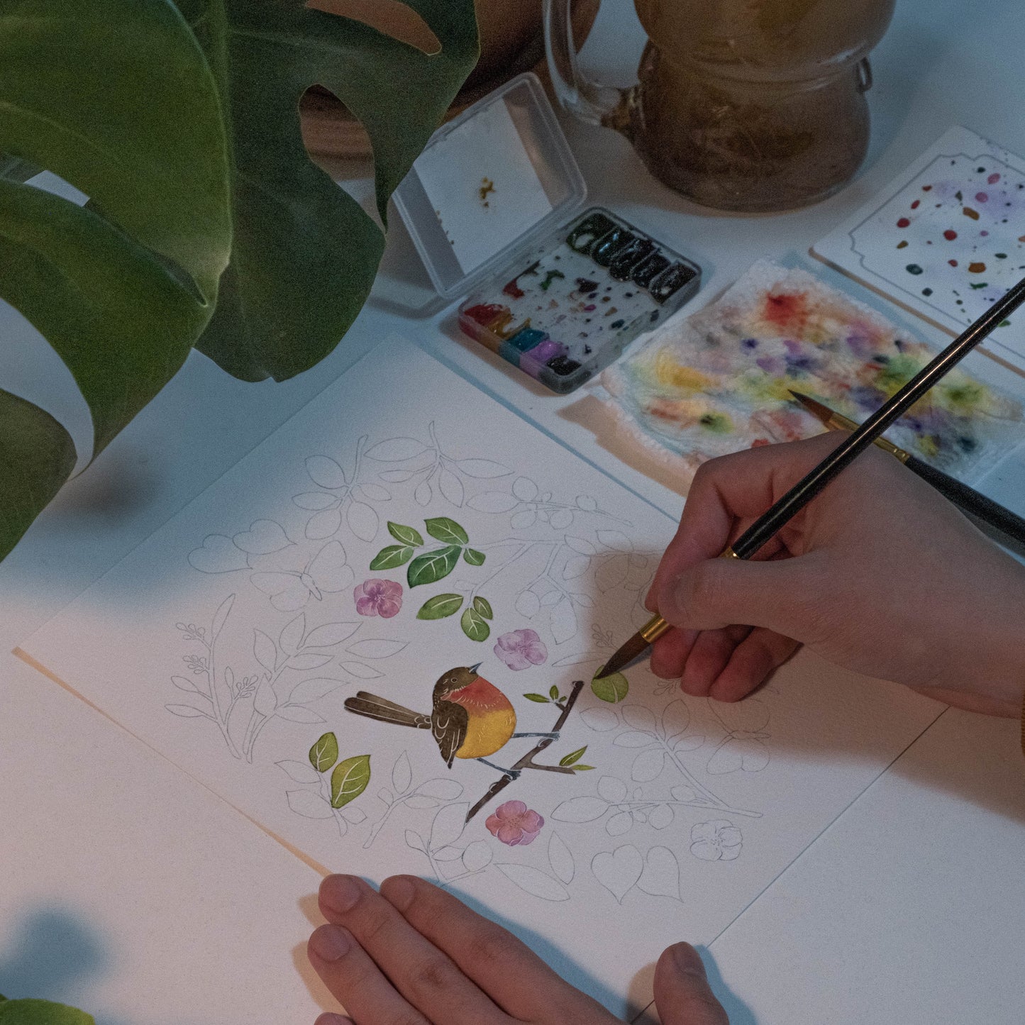 White Watercolor Coloring Book - Large Print