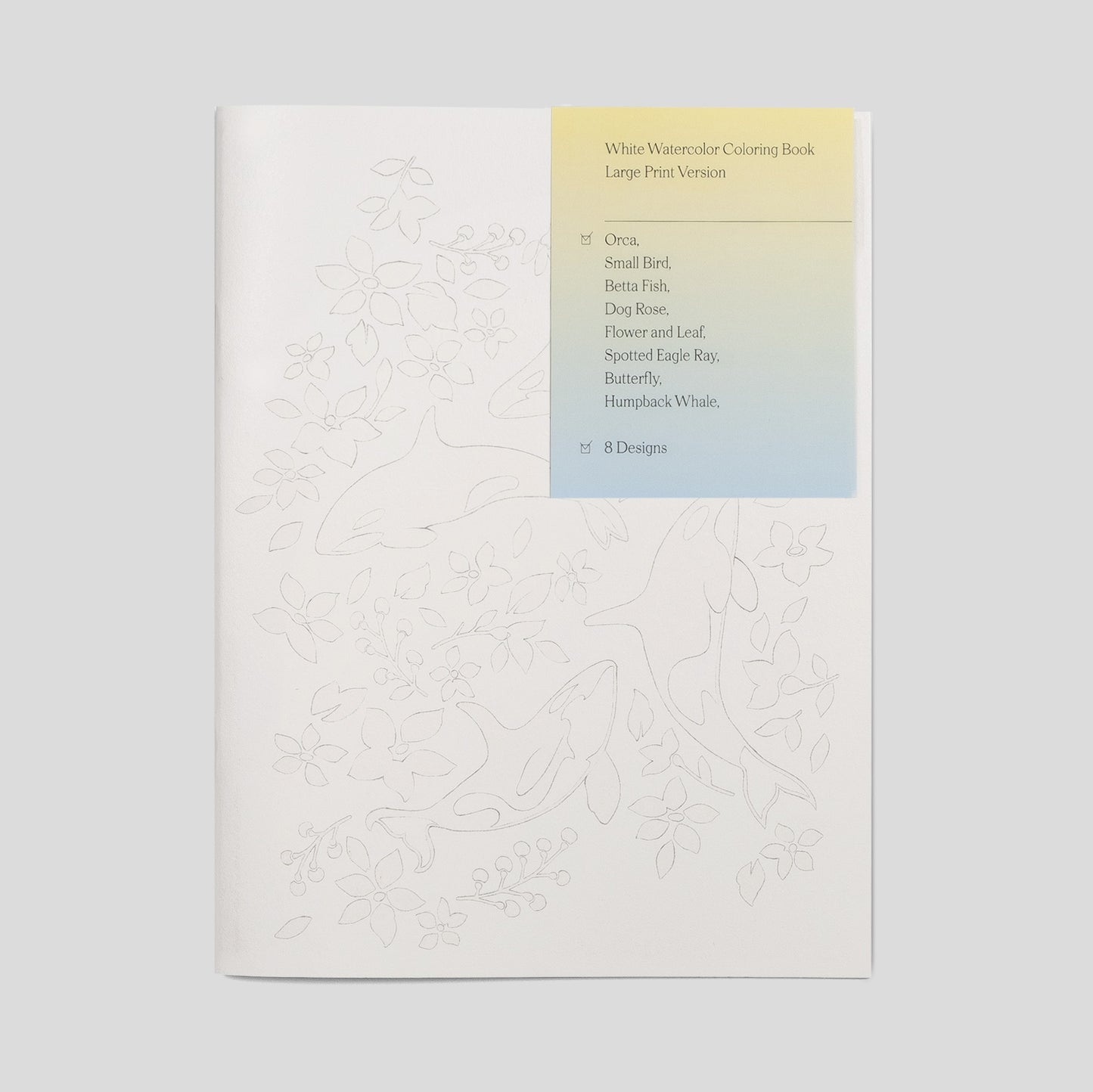 White Watercolor Coloring Book - Large Print