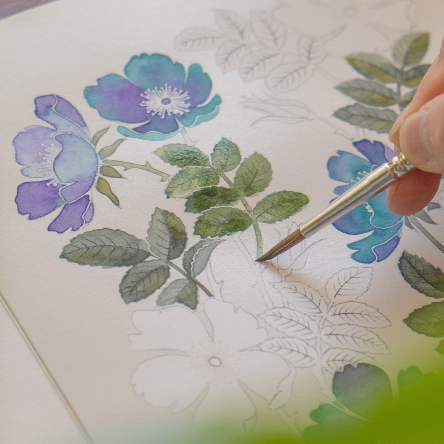 White Watercolor Coloring Book - Large Print